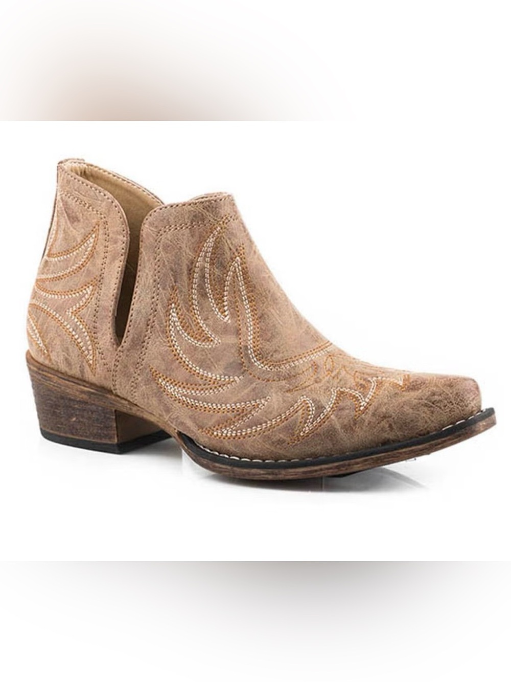 Roper Tan Western Ankle Booties with Embroidered Detail size 8 BNWT